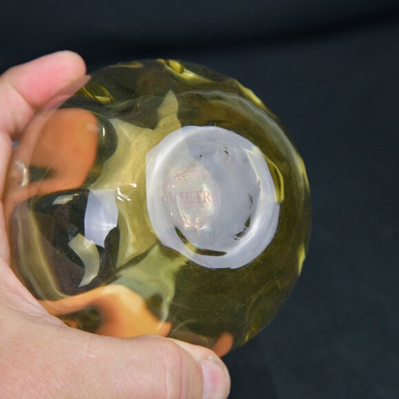 VIETRI Italian Hand Blown Ruffled Glass Vase in Amber 5.5" Tall - Picture 2 of 4